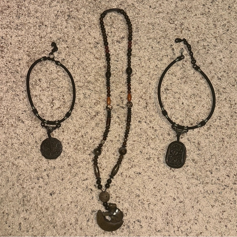 Black Jade/Jadeite/Obsidian Necklace Lot